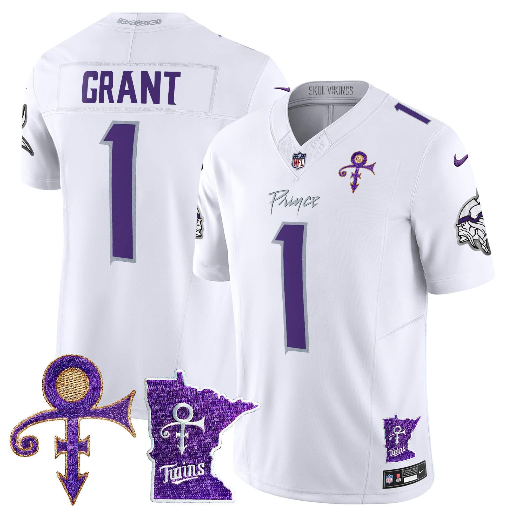 Men Minnesota Vikings 1 Grant White 2024 Nike Prince Vapor Limited NFL Jersey
